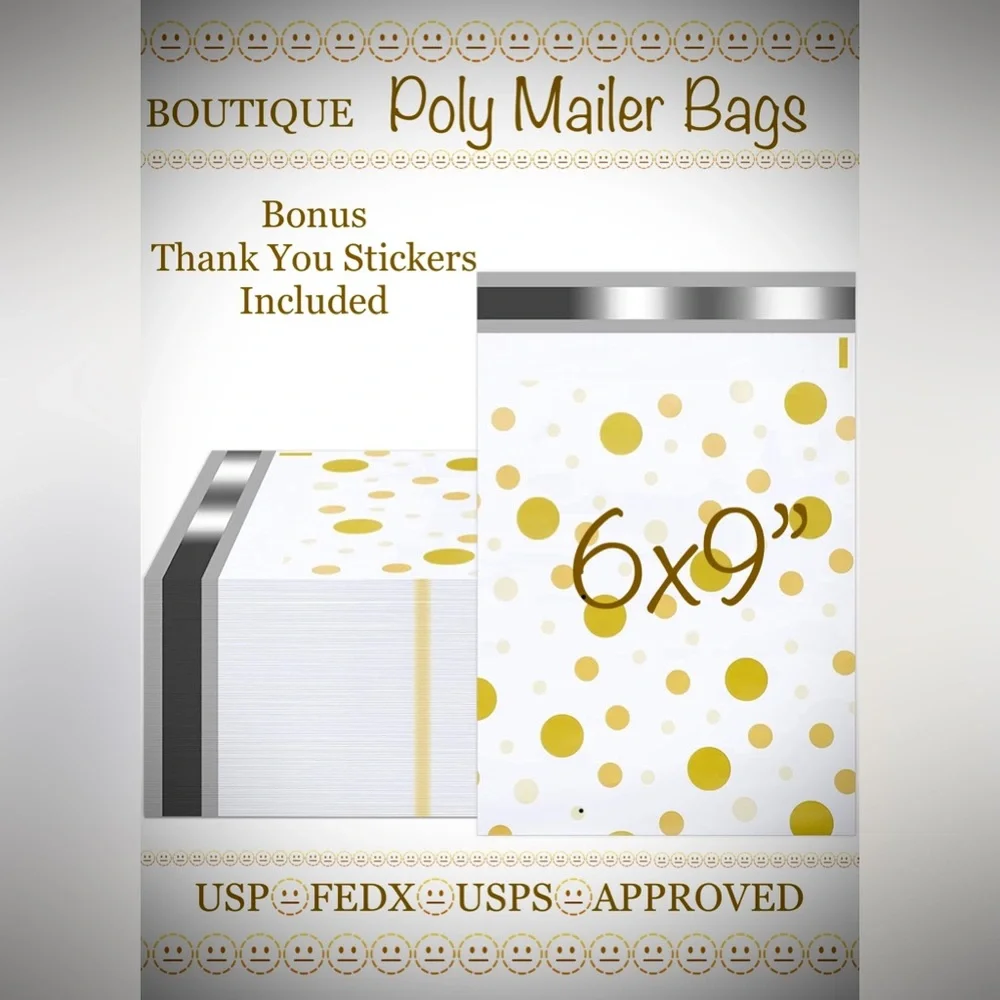 25ct~ 6x9”~Poly Mailer Bags Boutique Design 🫥🆕🫥25ct Free Thank You Stickers